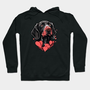 Pointer dog valentine's day Hoodie